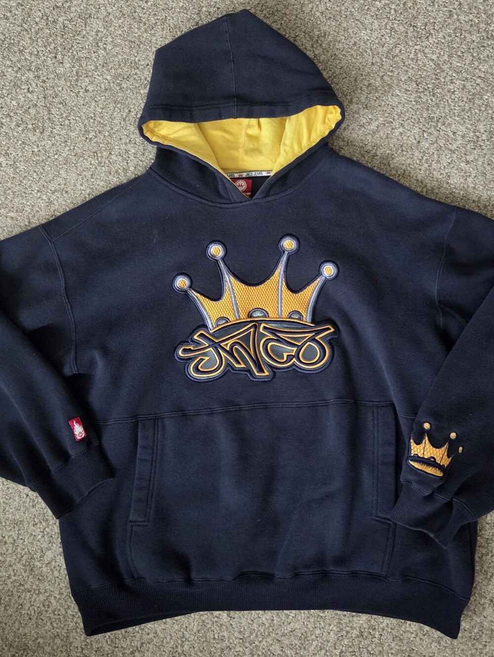 JNCO Navy Hoodie with Yellow‎ Crown Graphic